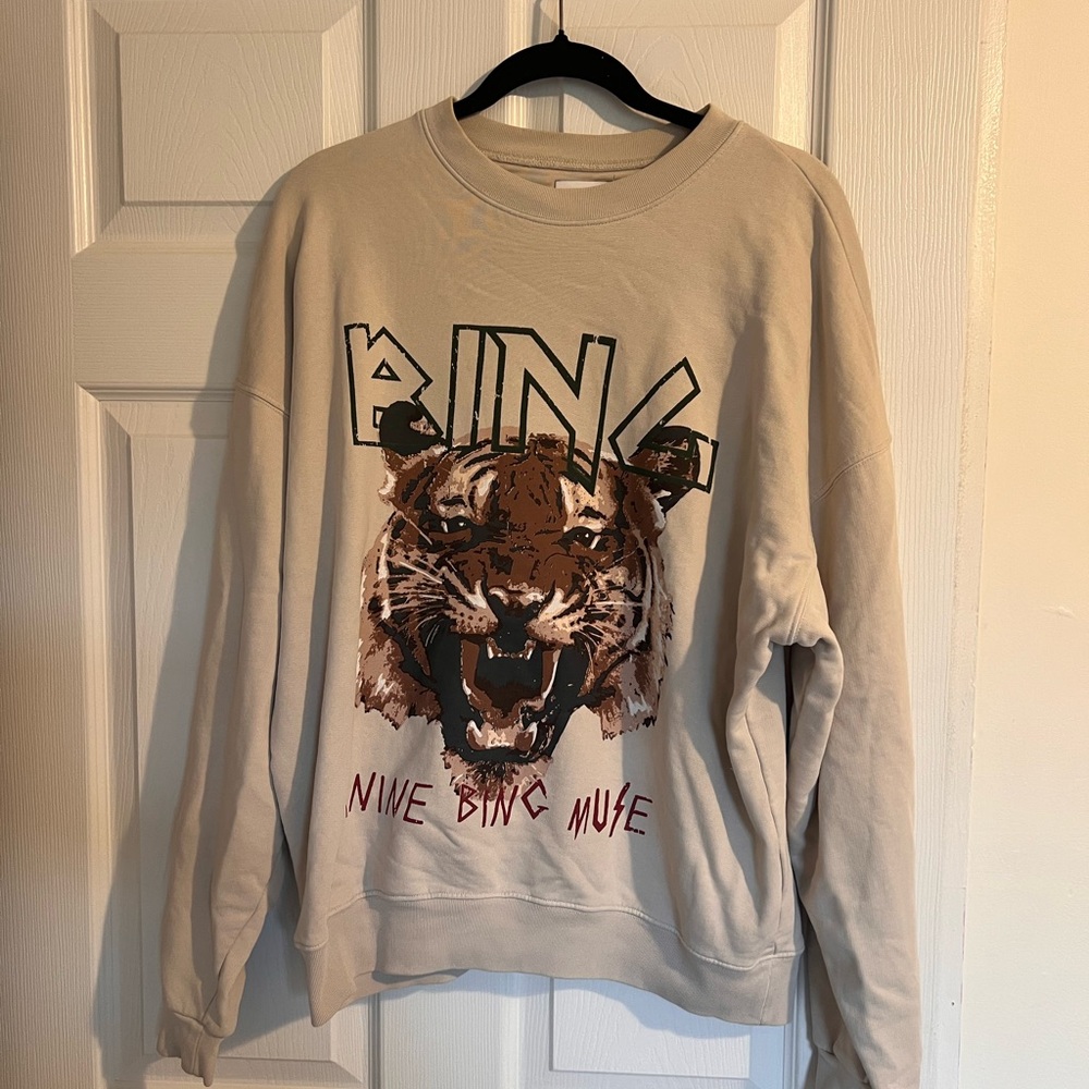 Anine Bing Tan Crewneck Sweater Classic Design